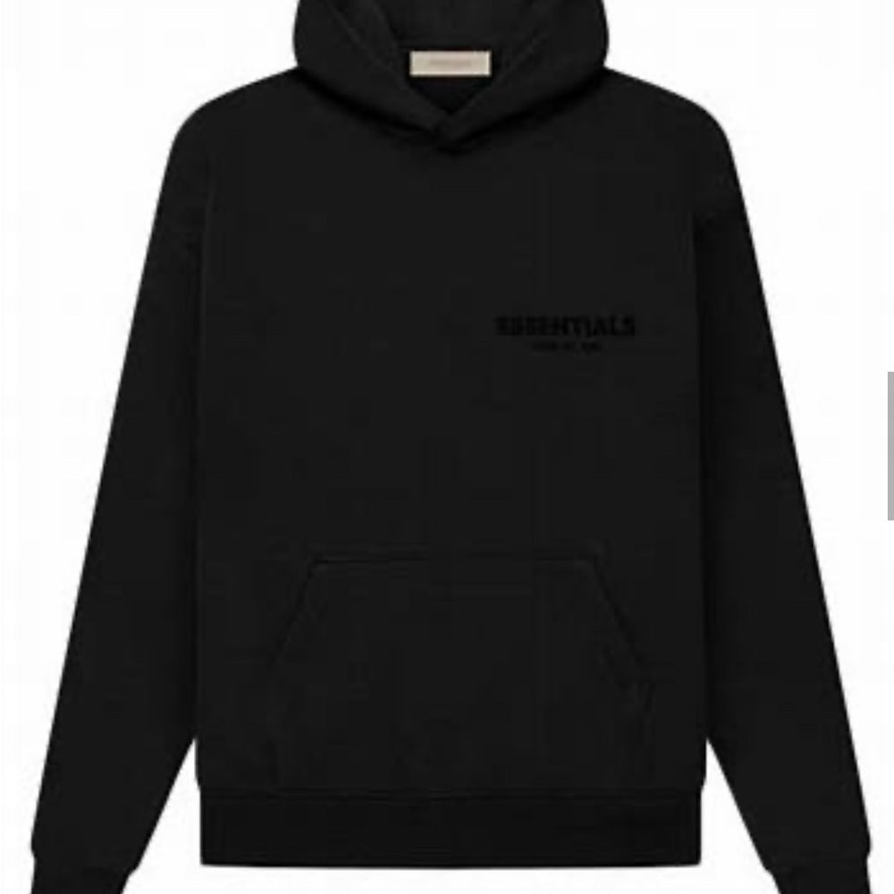 MENS SMALL Essentials Black Sweatshirt Classic Pullover Hoodie